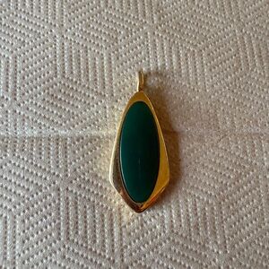 Vintage  Sarah Coventry 1970s Modernist Green Stone Pendant / Charm